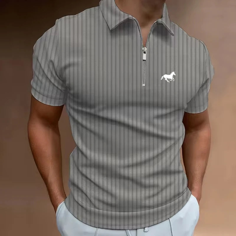 Men's Golf Shirt Polo Casual Quarter Zip Short Sleeve Fashion Casual Striped Zipper Summer Spring Regular Fit Golf Shirt Men's Golf Shirt Polo Casual Quarter Zip Short Sleeve Fashion Casual Striped Zipper Summer Spring Regular Fit Golf Shirt
